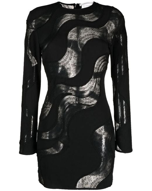 Stella McCartney Black Makenzie Wave Lace-Insert Dress