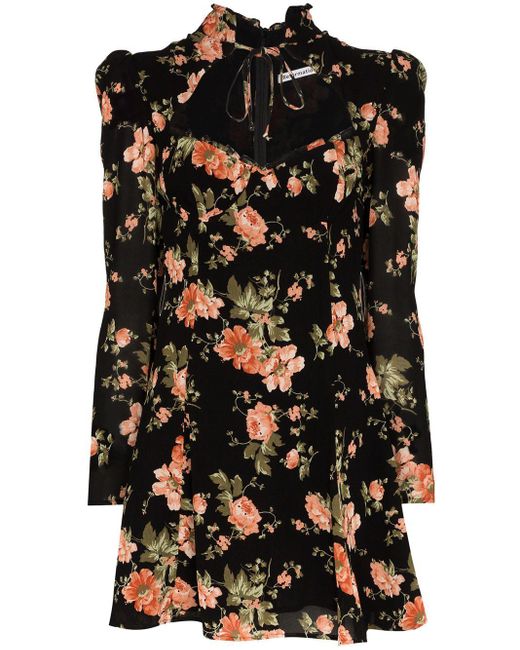 Reformation Black Vivianne Floral Print Mini Dress - Women's - Viscose