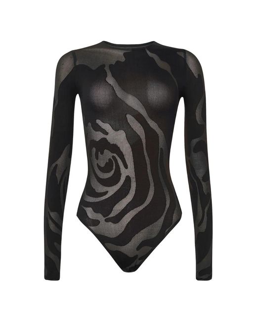 Wolford Black Rose Shadow Bodysuit