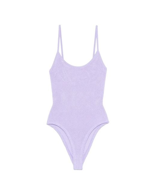 Hunza G Purple Crinkle-Effect Swimsuit