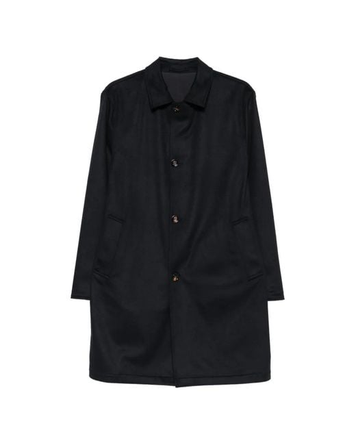 KIRED Black Cashmere Button-Down Coat for men