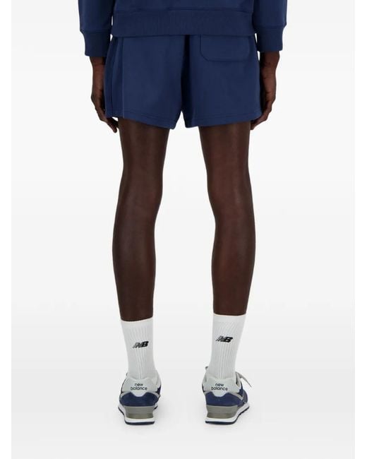 New Balance Blue Logo-Embroidered Track Shorts for men