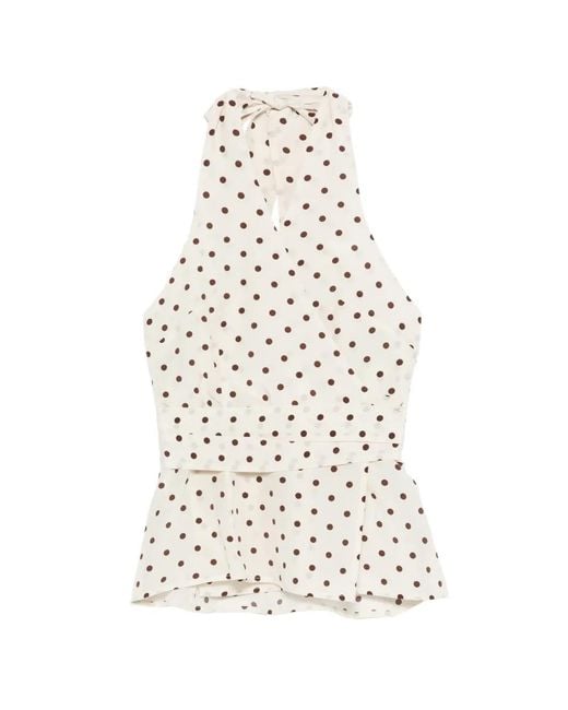 P.A.R.O.S.H. White Sbillo Polka Dot Top