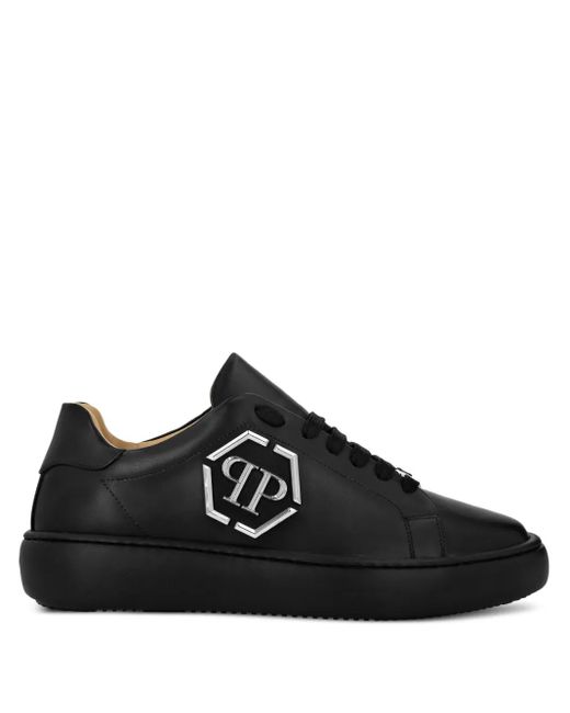 Philipp Plein Black Hexagon Low-Top Sneakers for men