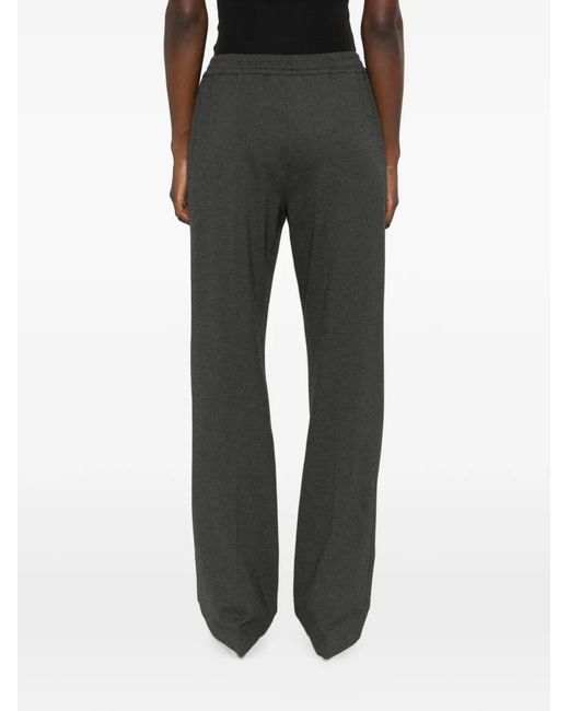 Pinko Gray Elasticated-Waistband Straight-Leg Trousers