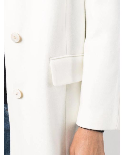 Alberto Biani White Buttoned Up Wool Coat