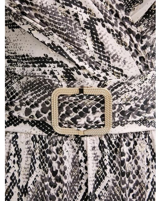 Morgan Natural Snake-Print Belted Maxi Dress