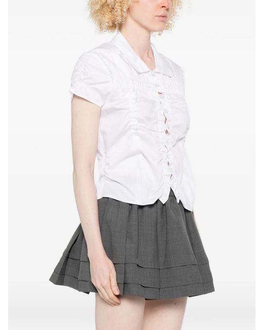 Low Classic White Button-Down Gathered Shirt