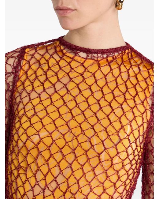 Etro Orange Open-Knit Sweater
