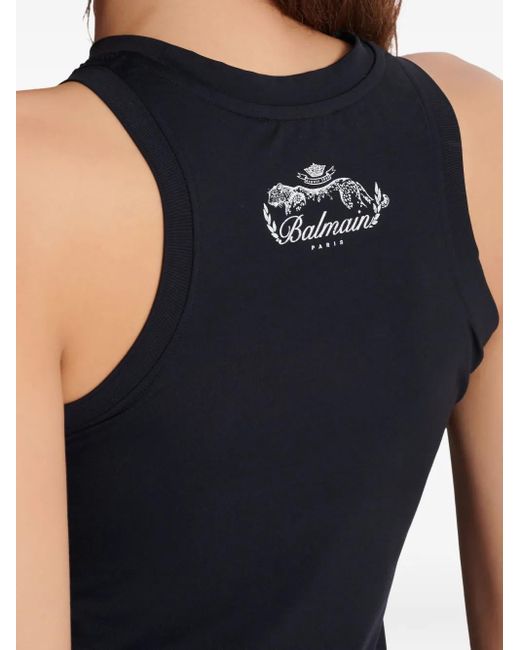 Balmain レオパード ホルターネックトップ Black