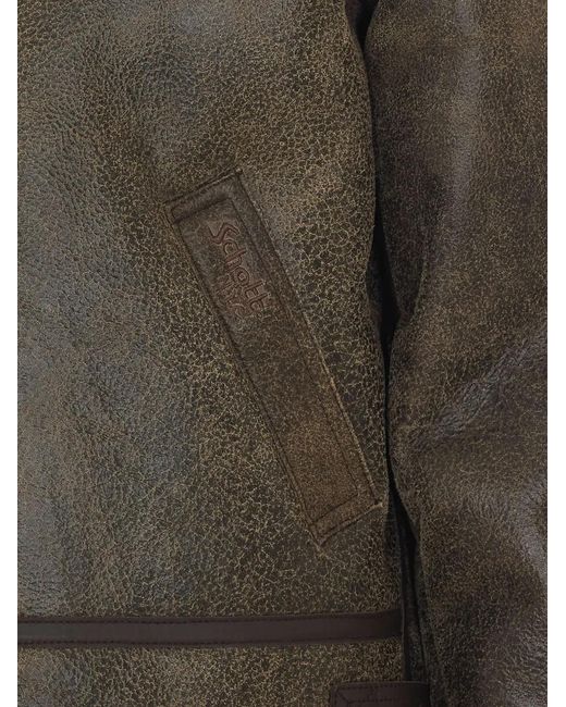 Schott Nyc Brown Shearling-Lined Leather Jacket for men