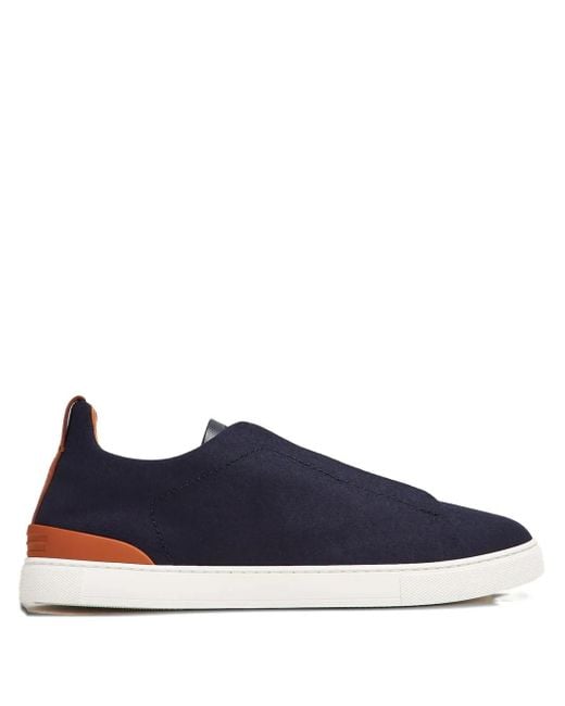 Zegna Blue Triple Stitch Sneakers for men