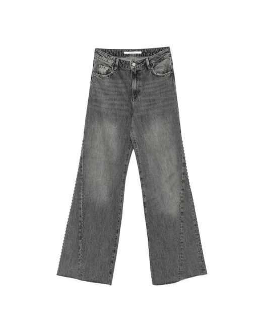 Homage Gray Stud-Embellished Raw-Cut Jeans