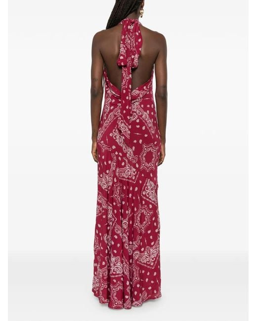 VENUJA Red Robe Longue Sierra À Imprimé Bandana