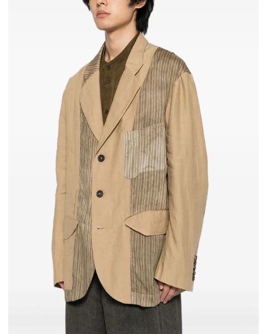 Ziggy Chen Natural Striped Blazer for men