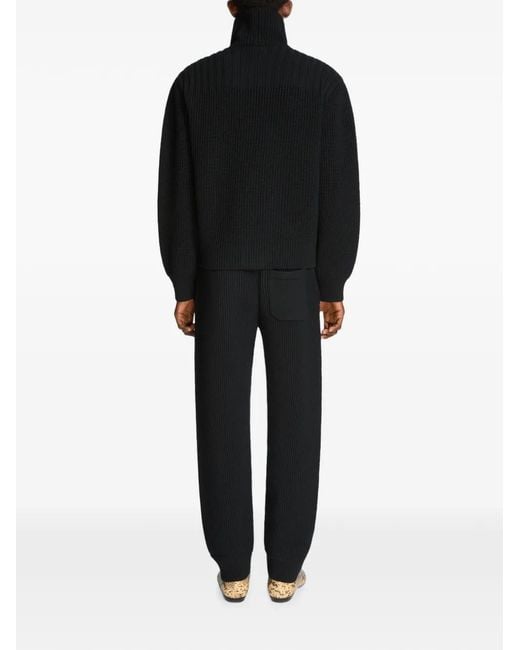 Dries Van Noten Black Chunky Wool Cardigan for men