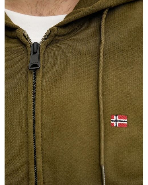 Napapijri Green Balis Zip-Up Drawstring Hoodie for men