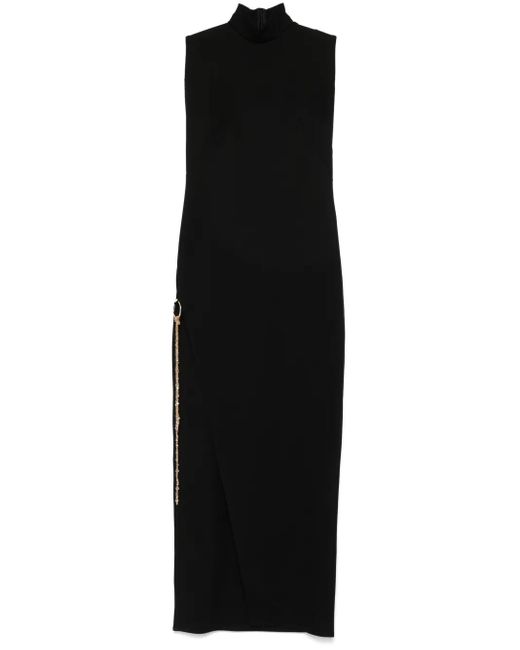 Atu Body Couture Black Metallic-Ring Maxi Dress