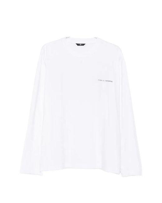 7 For All Mankind White Graphic-Print Long-Sleeve T-Shirt for men