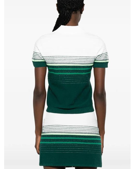 Casablanca Green Striped Short-Sleeve Polo Shirt
