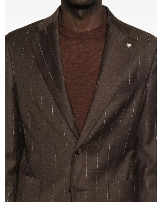 Manuel Ritz Brown Wool-Blend Single-Breasted Suit for men