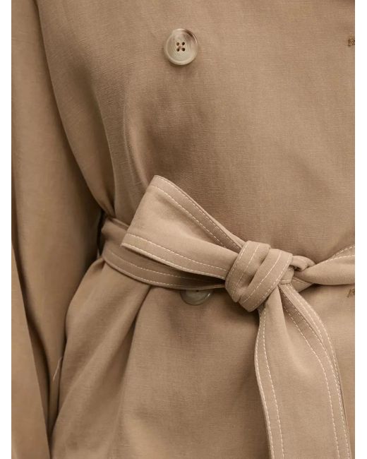 HUGO White Double-Breasted Belted Trench Coat