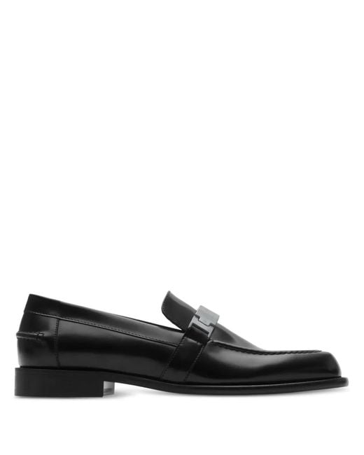 Burberry Black Tower Leather Loafers