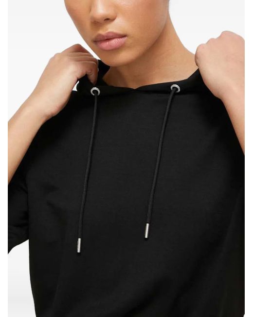 DKNY Black Hooded Long-Sleeve Mini Dress