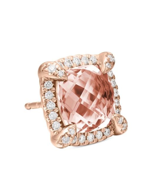 David Yurman Pink 18Kt Rose Chatelaine Morganite And Diamond Stud Earrings (8Mm)