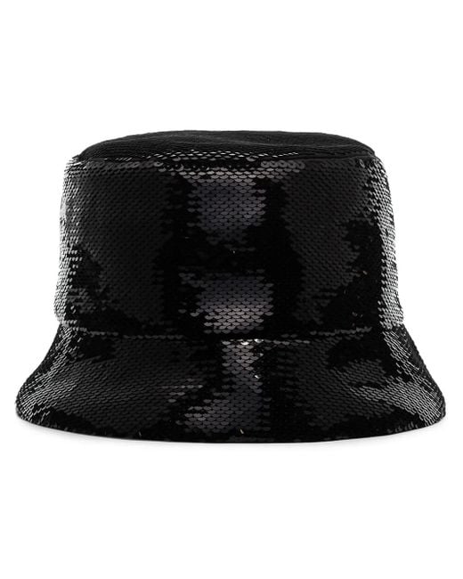 Prada Black Logo-Embellished Sequined Bucket Hat