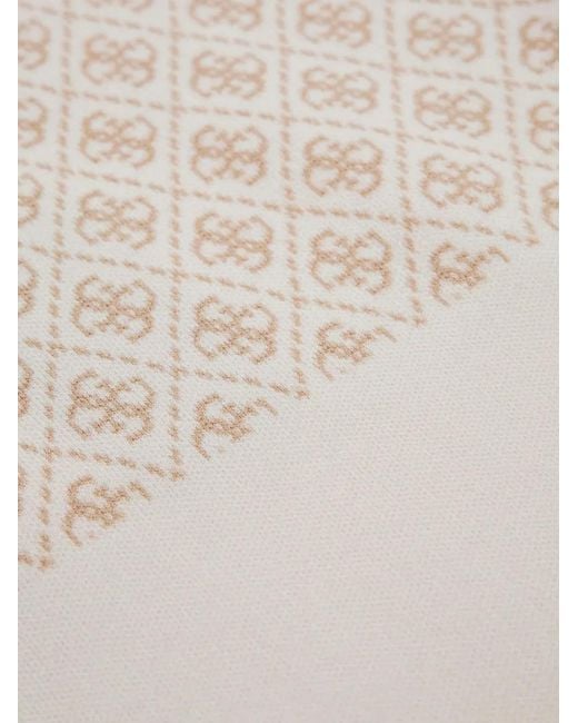 Guess White Monogram-Pattern Mock-Neck Top
