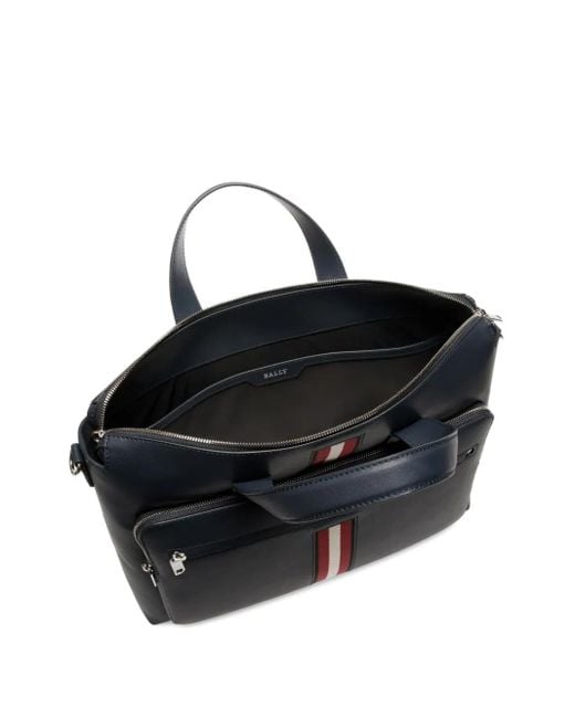 Bally Leren Aktetas Met Lintdetail in het Black voor heren