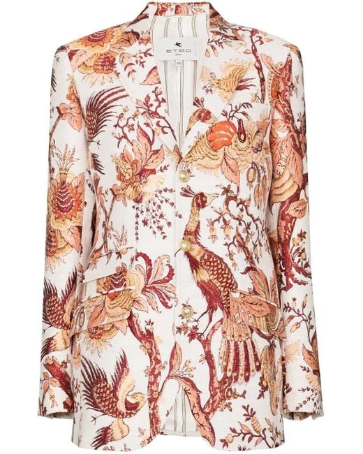 Etro Multicolor Tree Of Life Jacquard Blazer