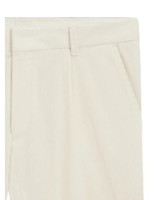 Boss White Pleated-Front Corduroy Trousers for men