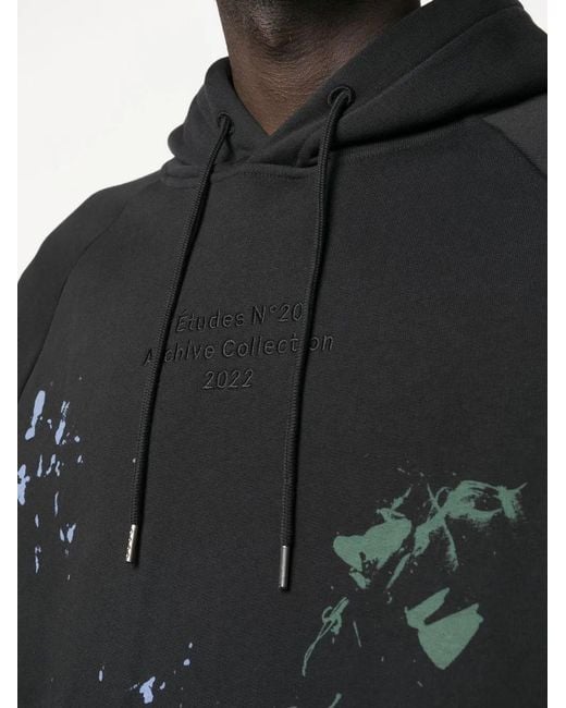 Etudes Studio Black Paint-Splatter Organic Cotton Hoodie for men