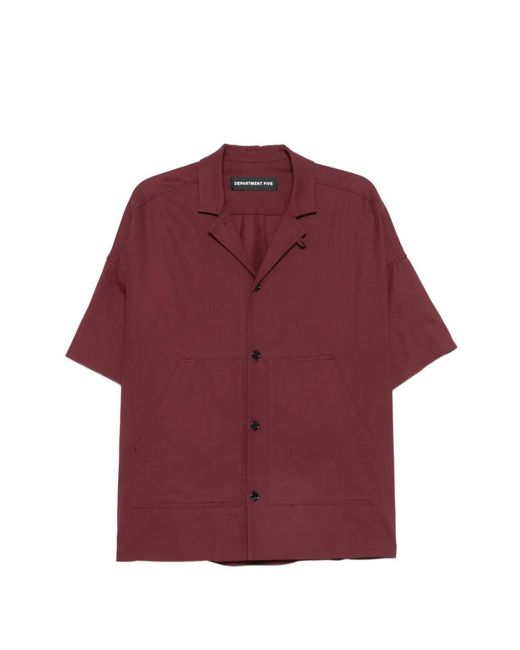 Department 5 Red Short-Sleeve Camp-Collar Shirt