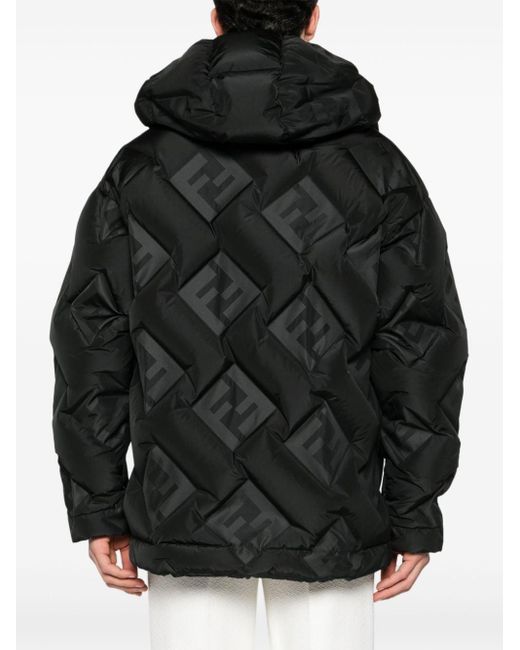 Fendi Black Ff-motif Down Hooded Jacket for men