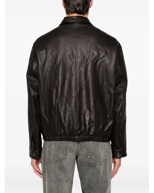Giorgio Brato Black Grained-Leather Jacket for men