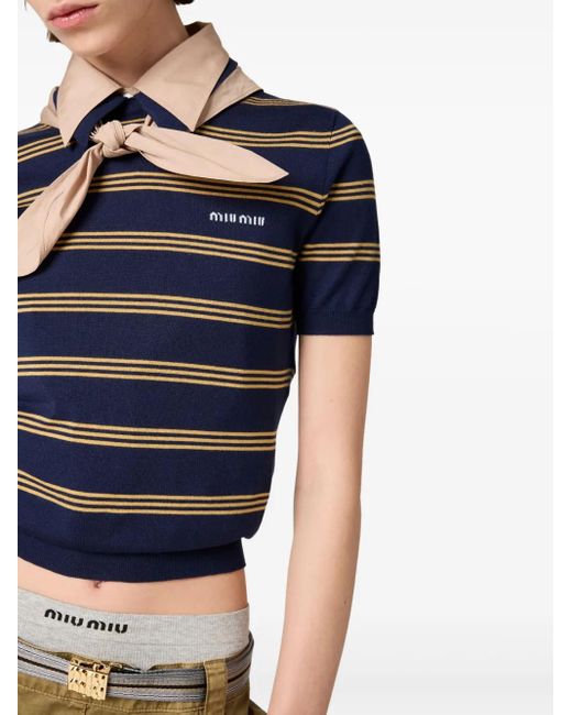 Polo A Righe di Miu Miu in Blue