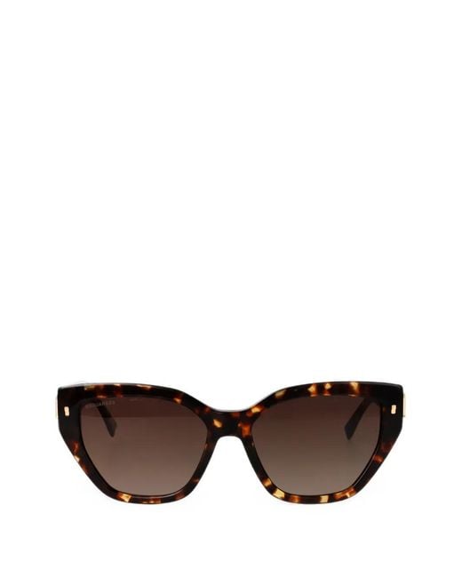 DSquared² Brown Tortoiseshell-Effect Geometric-Frame Sunglasses