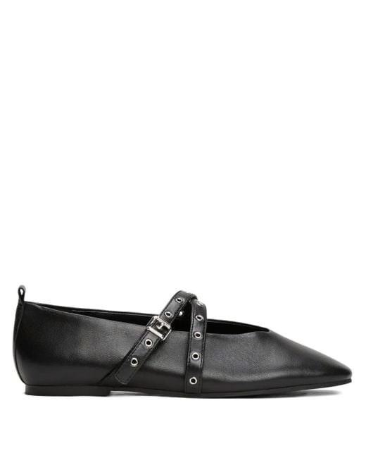Tommy Hilfiger Black Mary Janes Buckle Strap Ballet Flat
