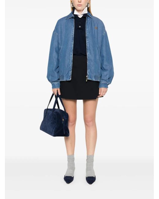 Miu Miu Blue Logo-Embroidered Jacket