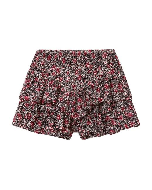 Isabel Marant Jocadia Floral-Print Tiered Shorts