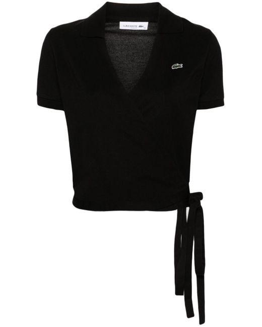 Lacoste Black Logo-patch Wrap Polo Shirt
