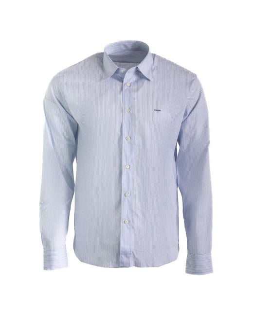Prada Blue Striped-Pattern Long-Sleeve Shirt for men