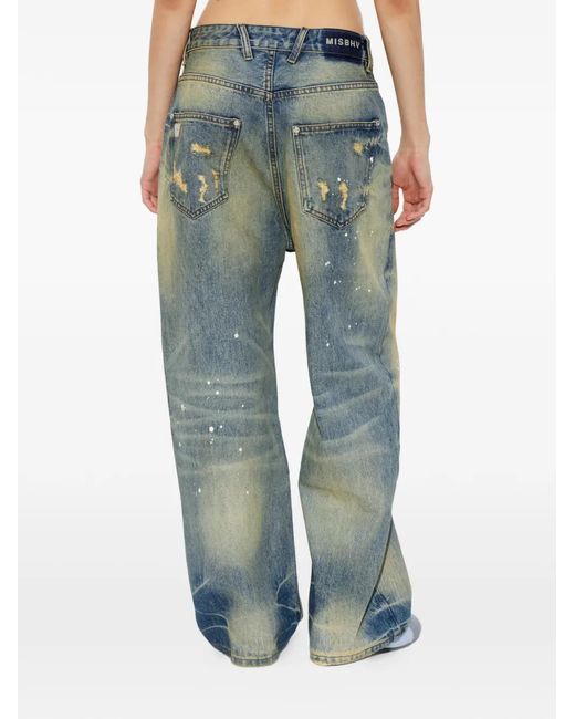M I S B H V Blue Baggy Distressed Jeans