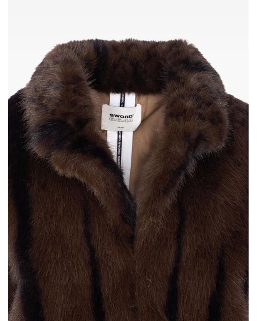 S.W.O.R.D Black Fur-Effect Shawl-Collar Jacket