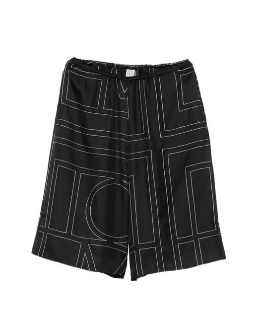 Totême Black Monogram-Print Shorts