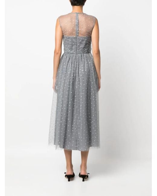 RED Valentino Gray Glitter-Detail Sleeveless Midi Dress