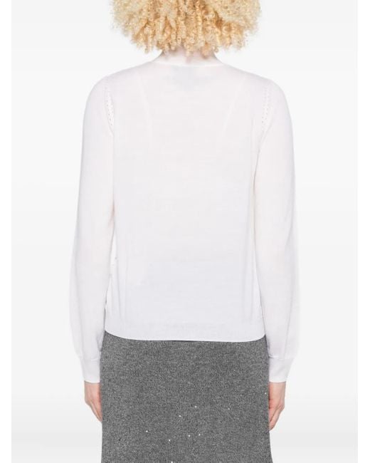 Pull En Laine À Ornements De Perles Liu Jo en coloris White